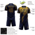Custom Name Number Soccer Jersey Navy Yellow Personalized Team Uniform Personalized Navy Yellow Sublimation Soccer Uniform