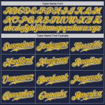 Custom Name and Number Personalized Navy Yellow-White Gradient Fashion Baseball Jersey Personalized Navy Yellow-White Authentic