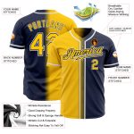Custom Name and Number Personalized Navy Yellow-White Gradient Fashion Baseball Jersey Personalized Navy Yellow-White Authentic