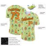 Custom Neon Green Bay 3D Pattern T-Shirt for Hawaii Summer Holiday - Personalized Team Name and Number Performance Tee Personalized
