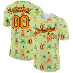 Custom Neon Green Bay 3D Pattern T-Shirt for Hawaii Summer Holiday - Personalized Team Name and Number Performance Tee Personalized