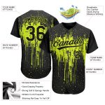 Custom Name Number Baseball Jersey - Neon Green Black 3D Dripping Splatter Art Design Personalized Neon Green Black 3D Pattern
