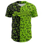 Custom Name and Number Neon Green Black 3D Pattern Halloween Rave Baseball Jersey Personalized Neon Green Black 3D Pattern