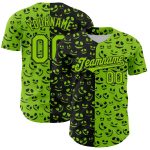 Custom Name and Number Neon Green Black 3D Pattern Halloween Rave Baseball Jersey Personalized Neon Green Black 3D Pattern