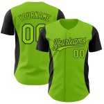 Custom Neon Green 3D Pattern Baseball Jersey with Side Stripes, Personalized Team Name and Number, Authentic Design Personalized