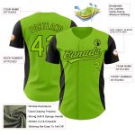 Custom Neon Green 3D Pattern Baseball Jersey with Side Stripes, Personalized Team Name and Number, Authentic Design Personalized