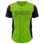 Custom Neon Green 3D Pattern Baseball Jersey with Side Stripes, Personalized Team Name and Number, Authentic Design Personalized