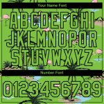 Custom Name and Number Tropical Palm Trees 3D Pattern Design Baseball Jersey - Personalized Neon Green and Black Personalized
