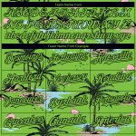Custom Name and Number Tropical Palm Trees 3D Pattern Design Baseball Jersey - Personalized Neon Green and Black Personalized