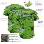 Custom Name and Number Tropical Palm Trees 3D Pattern Design Baseball Jersey - Personalized Neon Green and Black Personalized