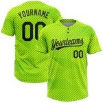 Custom Neon Green Black 3D Pattern Softball Jersey Unisex with Personalized Name and Number, Two-Button Design Personalized