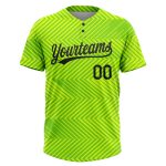 Custom Neon Green Black 3D Pattern Softball Jersey Unisex with Personalized Name and Number, Two-Button Design Personalized