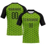 Custom Neon Green Black Geometric Volleyball Uniform Jersey with Name and Number - Personalized Team Apparel Personalized
