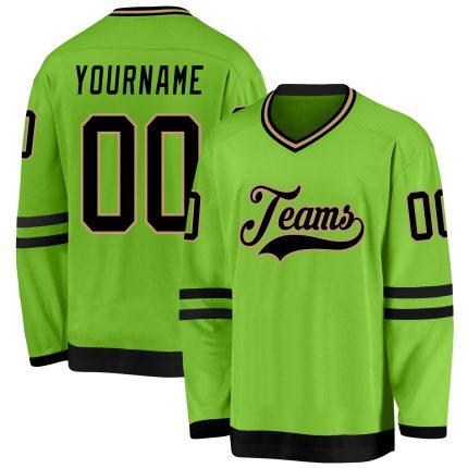 Custom Neon Green and Black Hockey Jersey with Personalized Name and Number - Team Apparel Personalized Neon Green Black-Old
