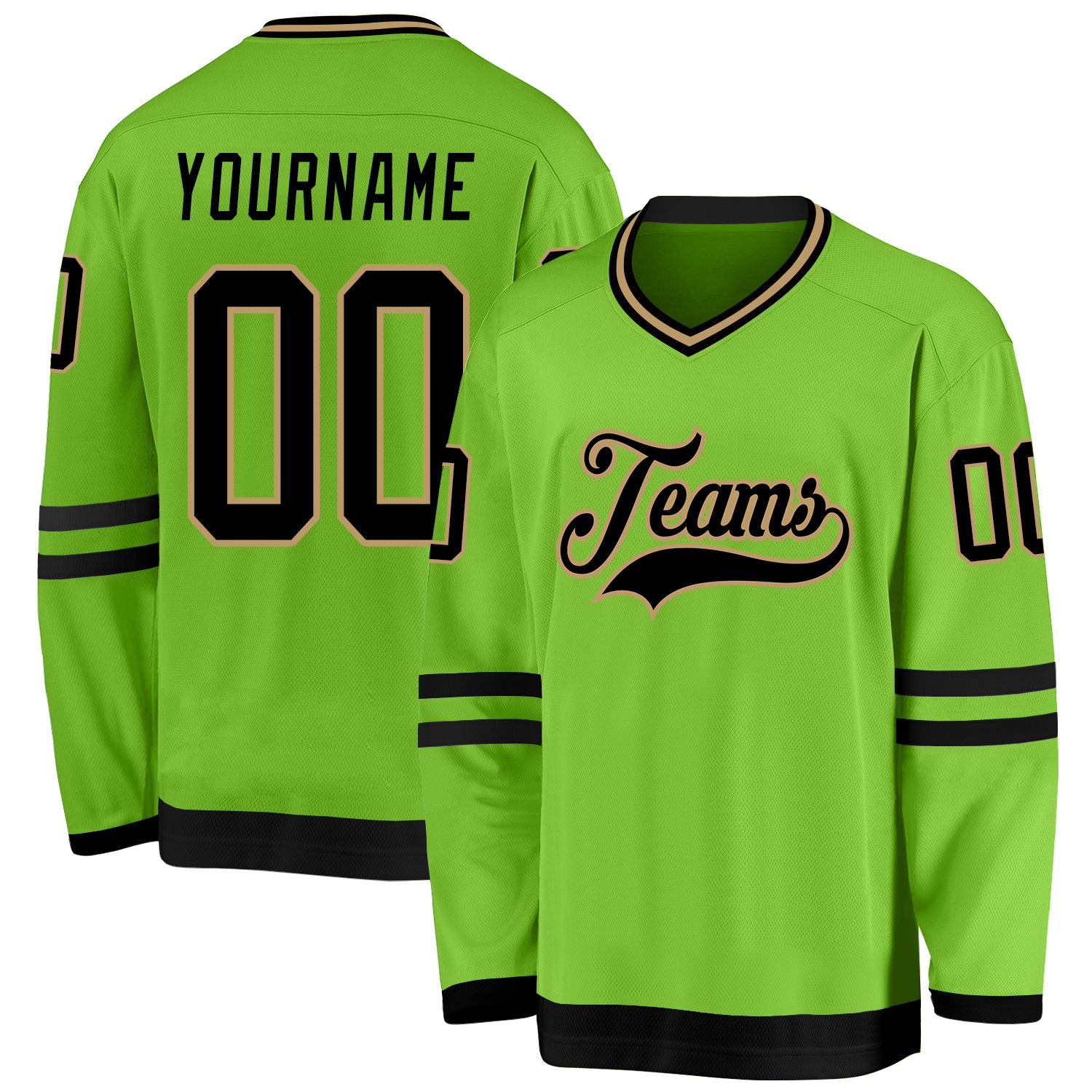 Custom Neon Green and Black Hockey Jersey with Personalized Name and Number - Team Apparel Personalized Neon Green Black-Old