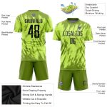 Custom Neon Green Black-Olive Soccer Jersey with Personalization - Team Name & Number - Sublimation Uniform Personalized