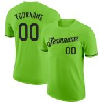 Custom Name and Number Neon Green Black Performance T-Shirt - Personalized Team Apparel Personalized Neon Green Black Performance