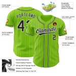 Personalized Black-White Baseball Jersey with Neon Green Pinstripes - Authentic Design Personalized Neon Green Black Pinstripe
