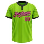 Custom Name and Number Softball Jersey Unisex Two-Button Neon Green Black Pinstripe Personalized Neon Green Black Pinstripe