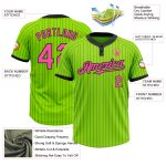 Custom Name and Number Softball Jersey Unisex Two-Button Neon Green Black Pinstripe Personalized Neon Green Black Pinstripe