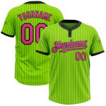Custom Name and Number Softball Jersey Unisex Two-Button Neon Green Black Pinstripe Personalized Neon Green Black Pinstripe