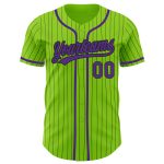 Custom Name and Number Authentic Baseball Jersey - Personalized Neon Green Black Pinstripe Personalized Neon Green Black