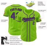 Custom Name and Number Authentic Baseball Jersey - Personalized Neon Green Black Pinstripe Personalized Neon Green Black