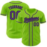 Custom Name and Number Authentic Baseball Jersey - Personalized Neon Green Black Pinstripe Personalized Neon Green Black