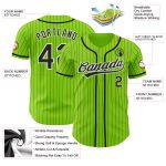 Custom Authentic Baseball Jersey with Neon Green Black Pinstripe - Personalized Name and Number Personalized Neon Green Black