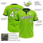 Custom Name and Number Neon Green Black Pinstripe Two-Button Unisex Softball Jersey Personalized Neon Green Black Pinstripe