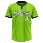 Custom Name and Number Neon Green Black Pinstripe Two-Button Unisex Softball Jersey Personalized Neon Green Black Pinstripe