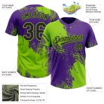 Custom Unisex Softball Jersey - Personalized Neon Green and Black-Purple 3D Brush Stroke Design with Name and Number Personalized