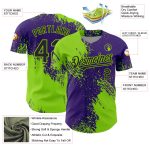 Custom Name & Number Authentic Baseball Jersey with 3D Neon Green Black Purple Brush Stroke Design Personalized Neon Green