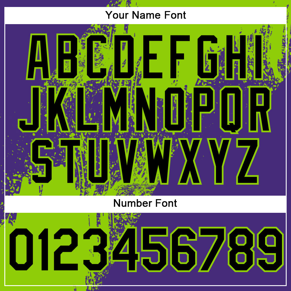 Personalized Neon Green Black-Purple 3D Pattern Design Abstract Brush Stroke Authentic Baseball Jersey Team Custom Name and Number Custom Name & Number Authentic Baseball Jersey with 3D Neon Green Black Purple Brush Stroke Design Personalized Neon Green - Image 5
