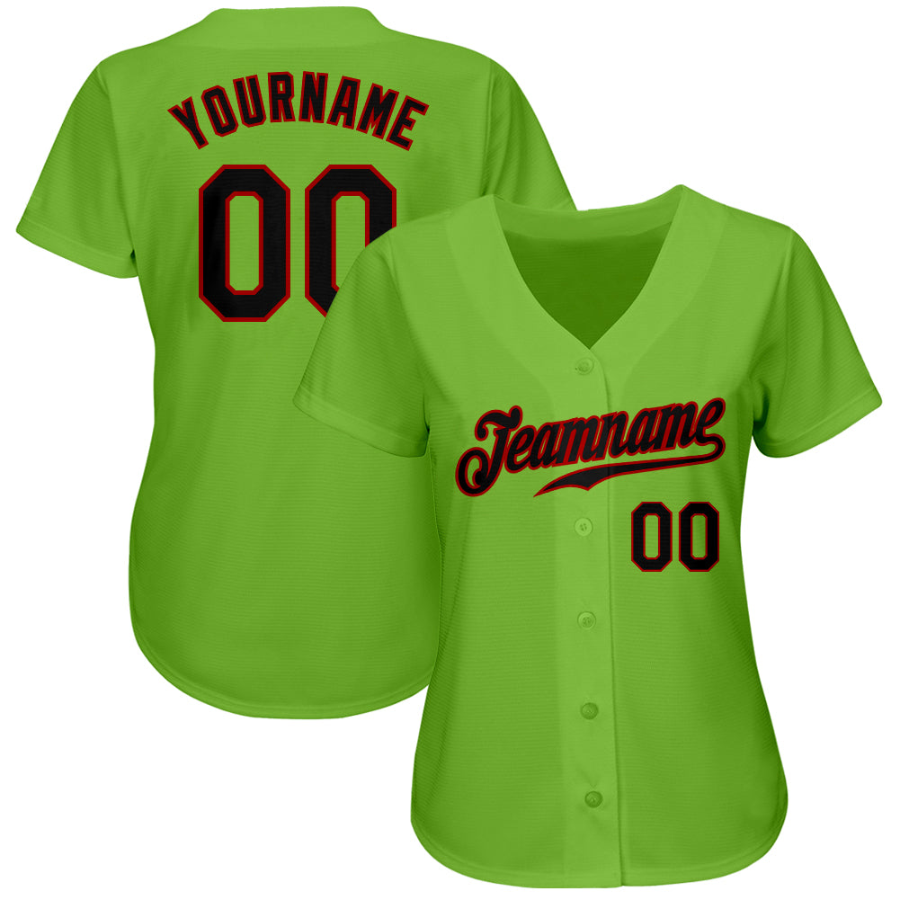 Personalized Neon Green Black-Red Authentic Baseball Jersey Team Custom Name and Number Custom Name Number Black Red Neon Green Baseball Jersey - Authentic Team Jersey Personalized Neon Green Black-Red Authentic - Image 2