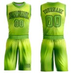 Custom Name Number Basketball Jersey Sublimation Round Neck Neon Green Black Suit Personalized Neon Green Black Round Neck