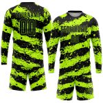 Custom Neon Green Black Soccer Jersey - Personalized Sublimation Uniform Personalized Neon Green Black Sublimation Soccer
