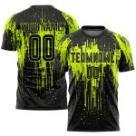 Custom Neon Green Sublimation Soccer Jersey - Black 7380 Personalized Uniform Personalized Neon Green Black Sublimation Soccer