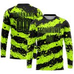 Custom Neon Green Black Soccer Jersey - Personalized Sublimation Uniform Personalized Neon Green Black Sublimation Soccer