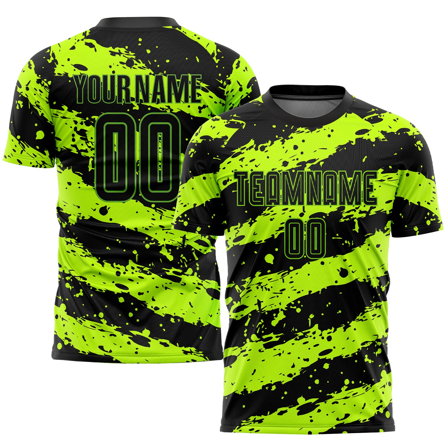 Custom Neon Green Black Soccer Jersey - Personalized Sublimation Uniform Personalized Neon Green Black Sublimation Soccer