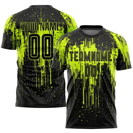 Custom Neon Green Black Soccer Jersey with Personalized Name and Number - Team Uniform 7380 Personalized Neon Green Black