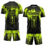 Custom Neon Green Black Soccer Jersey with Personalized Name and Number - Team Uniform 7380 Personalized Neon Green Black