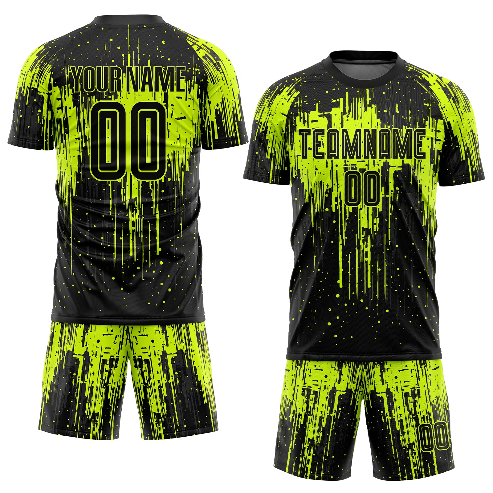 Personalized Neon Green Black Sublimation Soccer Uniform Jersey Team Custom Name and Number 7380 Custom Neon Green Black Soccer Jersey with Personalized Name and Number - Team Uniform 7380 Personalized Neon Green Black - Image 2