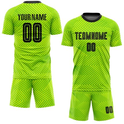 Custom Name and Number Sublimation Soccer Jersey - Personalized Neon Green and Black Team Uniform Personalized Neon Green