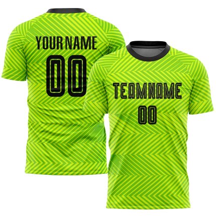 Custom Name and Number Sublimation Soccer Jersey - Personalized Neon Green and Black Team Uniform Personalized Neon Green