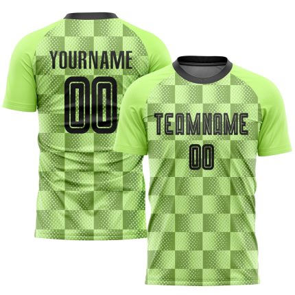 Custom Name and Number Soccer Jersey - Personalized Neon Green Black Third Sublimation Team Uniform Personalized Neon Green