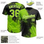Custom Name Number 3D Pattern Brush Stroke Unisex Softball Jersey in Neon Green Black White - Personalized Two-Button Design
