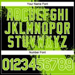 Custom Neon Green 3D Abstract Brush Stroke Performance T-Shirt with Team Name and Number Personalized Neon Green Black-White