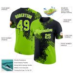 Custom Neon Green 3D Abstract Brush Stroke Performance T-Shirt with Team Name and Number Personalized Neon Green Black-White