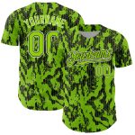 Custom Baseball Jersey with Personalized Name and Number, Neon Green Black-White 3D Abstract Fluid Design Personalized Neon